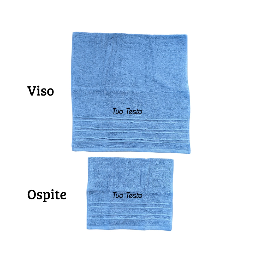 Set Asciugamani Personalizzati – Coppia Viso e Ospite Ricamata