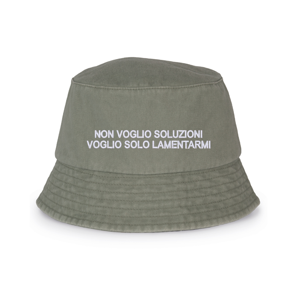 Cappello Pescatore Vintage" non voglio soluzioni voglio solo lamentarmi" Ricamato