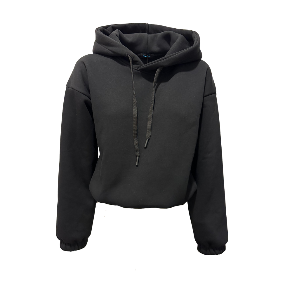 Felpa Crop Donna con Cappuccio "OGGI NERA" – Ricamo centrale