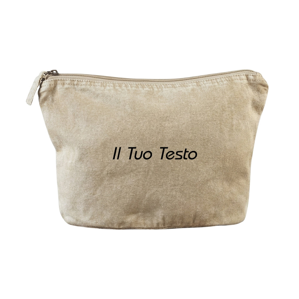 Pochette stone washed personalizzata con Ricamo