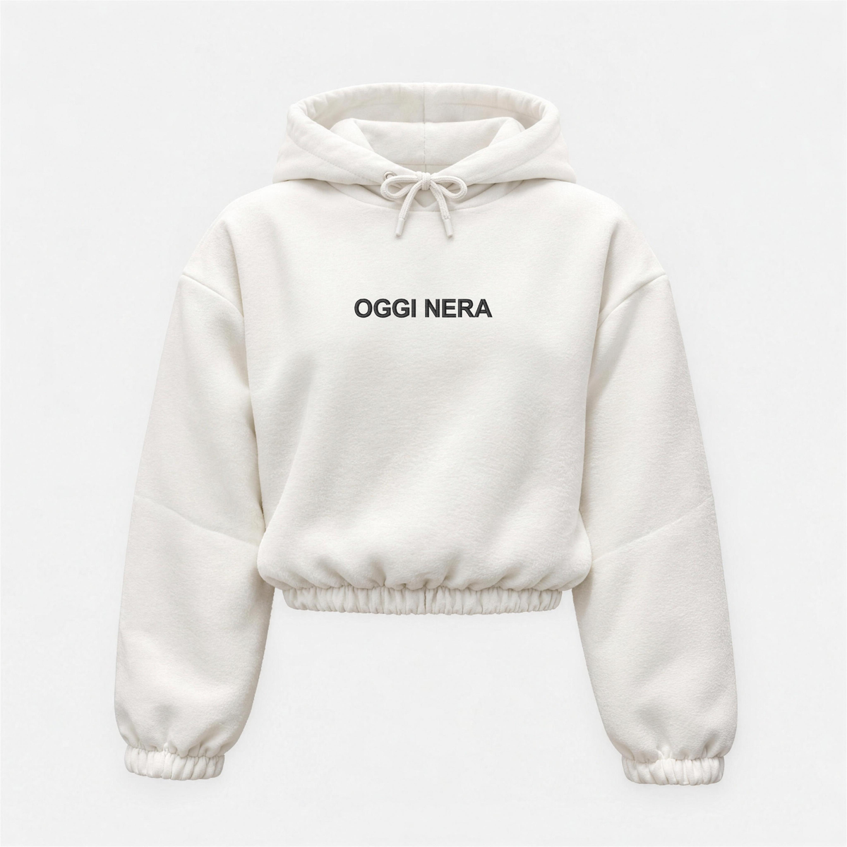 Women's "OGGI NERA" Crop Hoodie with Central Embroidery