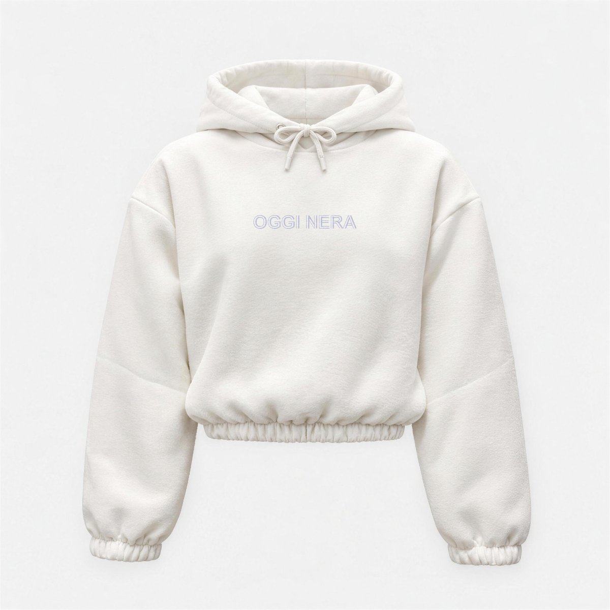 Women's "OGGI NERA" Crop Hoodie with Central Embroidery