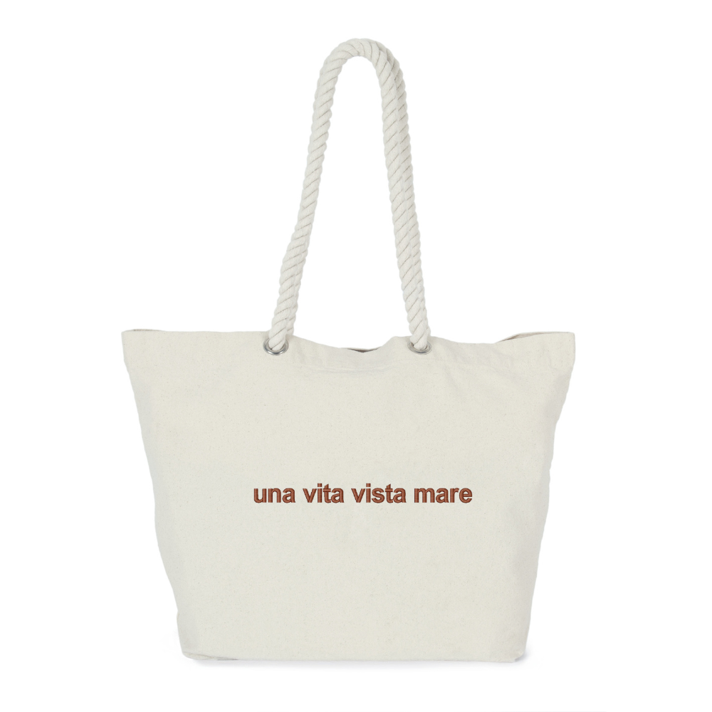Borsa Ricamata "una vita vista mare"