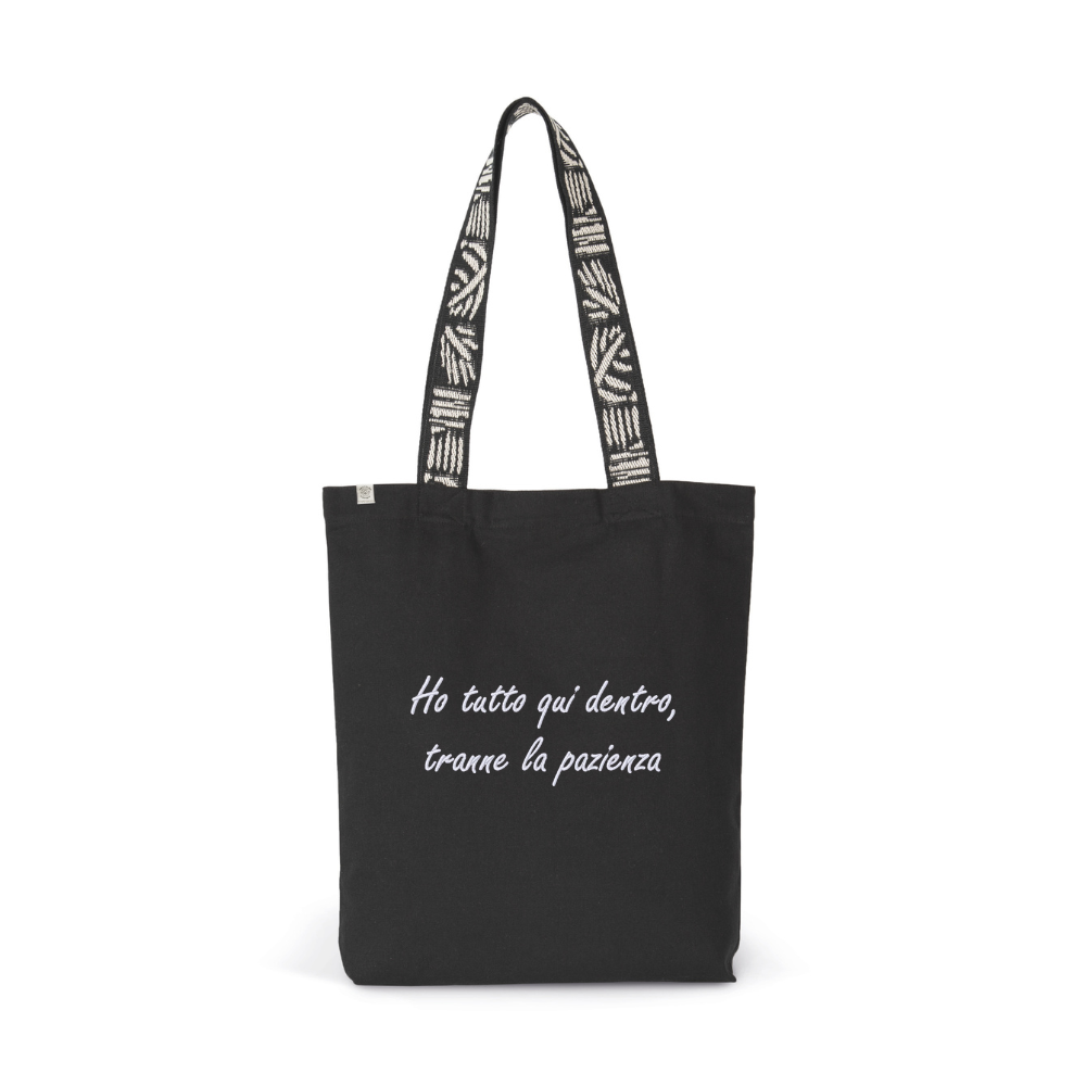 Borsa Shopper "Ho tutto qui dentro, tranne la pazienza" - Ricamata