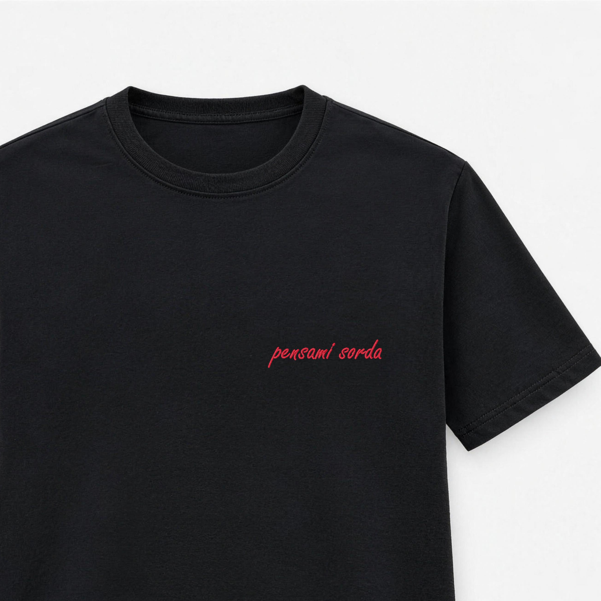 T-shirt Donna "pensami sorda" - Ricamo lato cuore