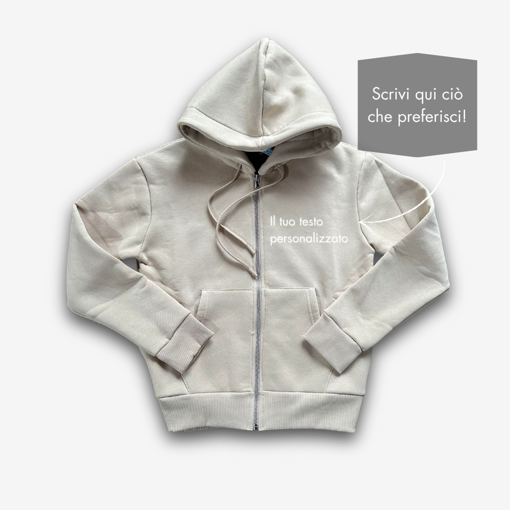 Felpa Donna con Zip e Cappuccio Personalizzata – Ricamo lato cuore