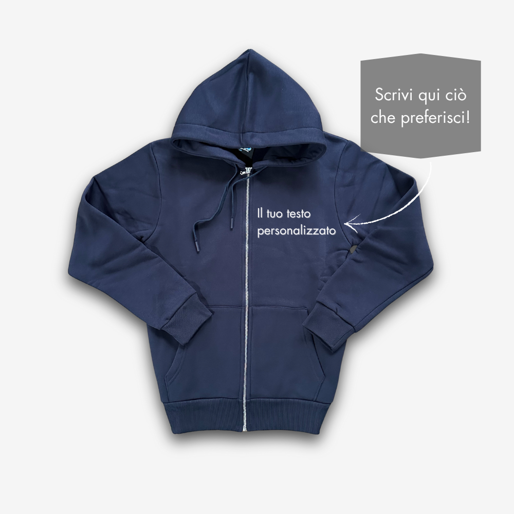 Felpa Uomo con Zip e Cappuccio Personalizzata – Ricamo lato cuore