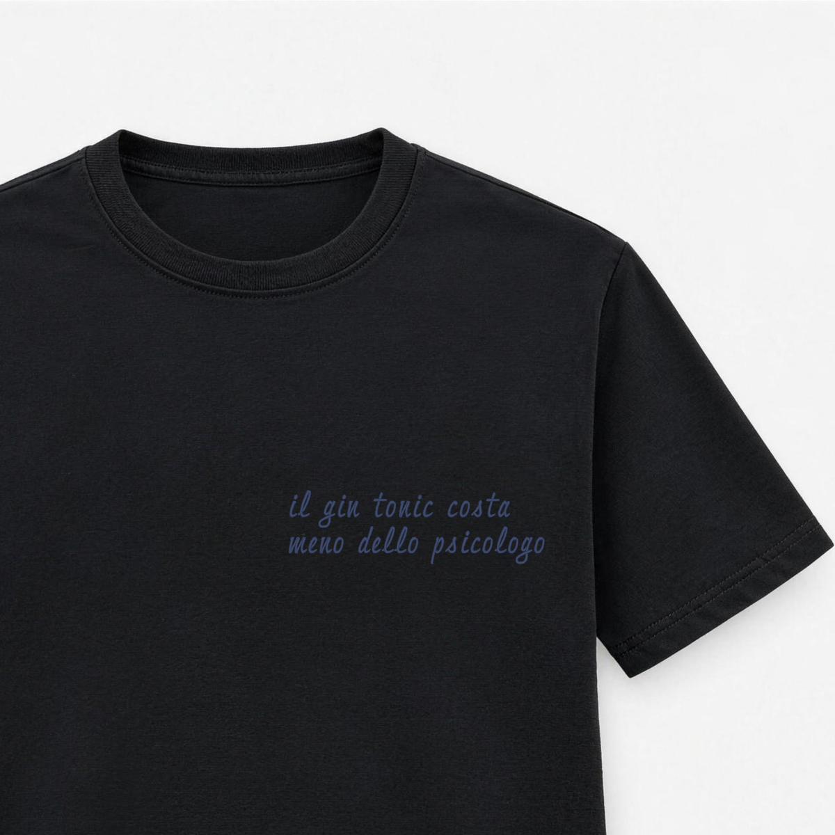 Women's embroidered T-shirt - gin and tonic costs less than a psychologist