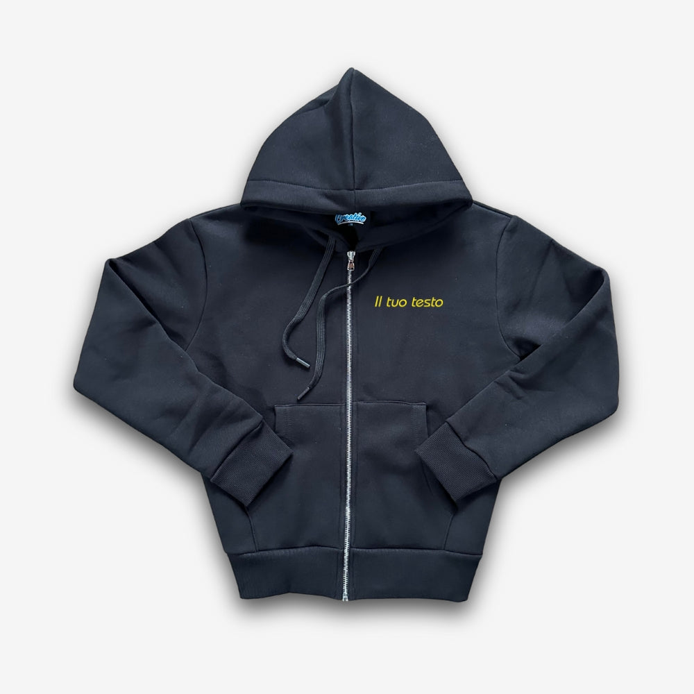 Felpa Uomo con Zip e Cappuccio Personalizzata – Ricamo lato cuore