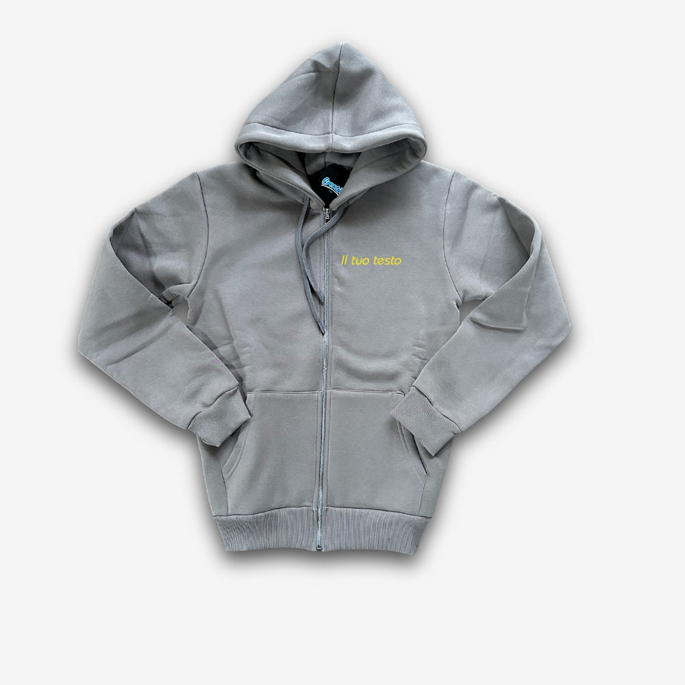 Felpa Uomo con Zip e Cappuccio Personalizzata – Ricamo lato cuore