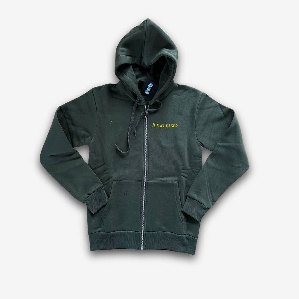 Felpa Uomo con Zip e Cappuccio Personalizzata – Ricamo lato cuore