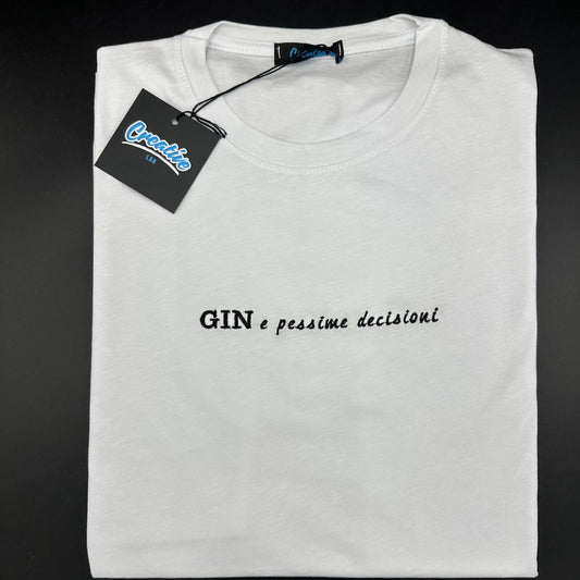 T-shirt donna "GIN e pessime decisioni" – Ricamo centrale