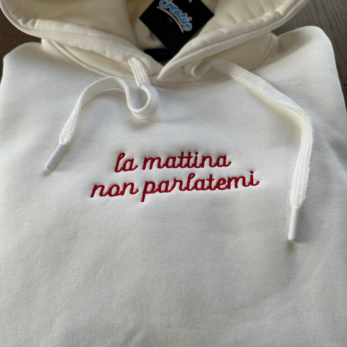 Felpa donna ricamata con cappuccio