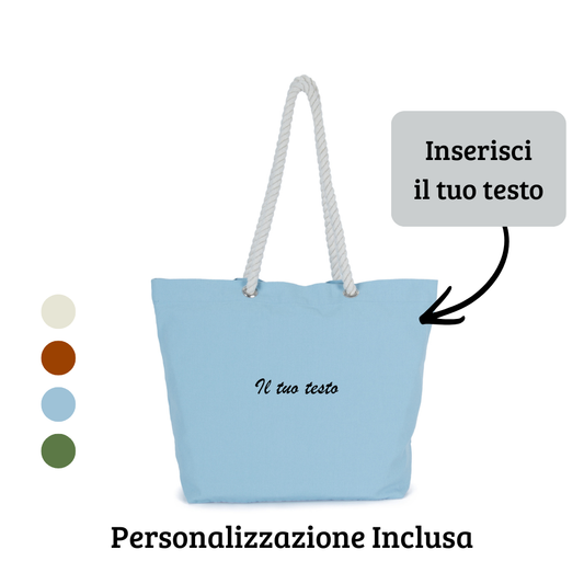 Borsa Shopper in Cotone con manici in corda - Personalizzabile con ricamo