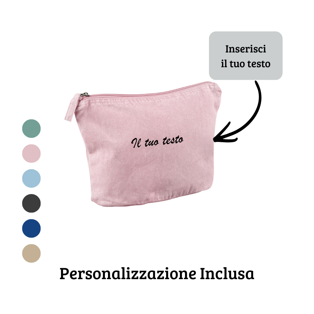 Pochette stone washed personalizzata con Ricamo