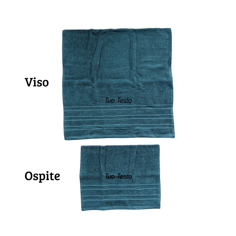 Set Asciugamani Personalizzati – Coppia Viso e Ospite Ricamata