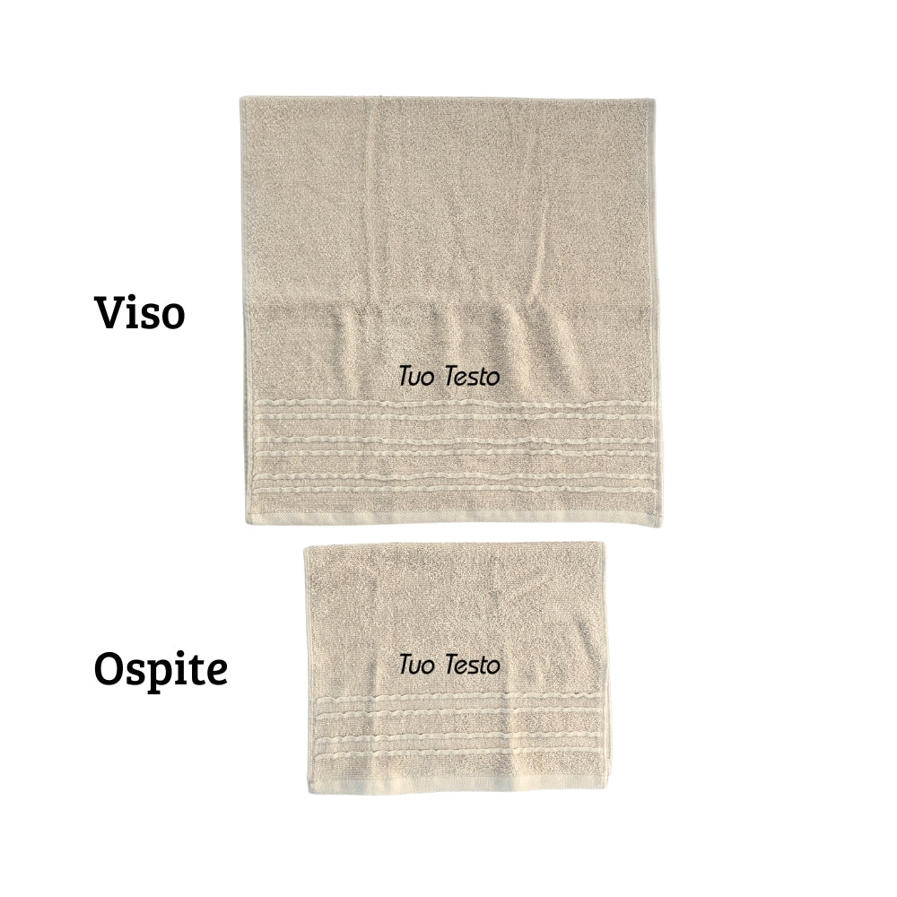 Set Asciugamani Personalizzati – Coppia Viso e Ospite Ricamata