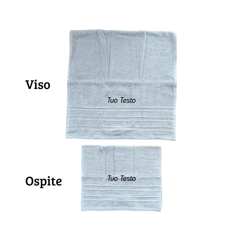 Set Asciugamani Personalizzati – Coppia Viso e Ospite Ricamata