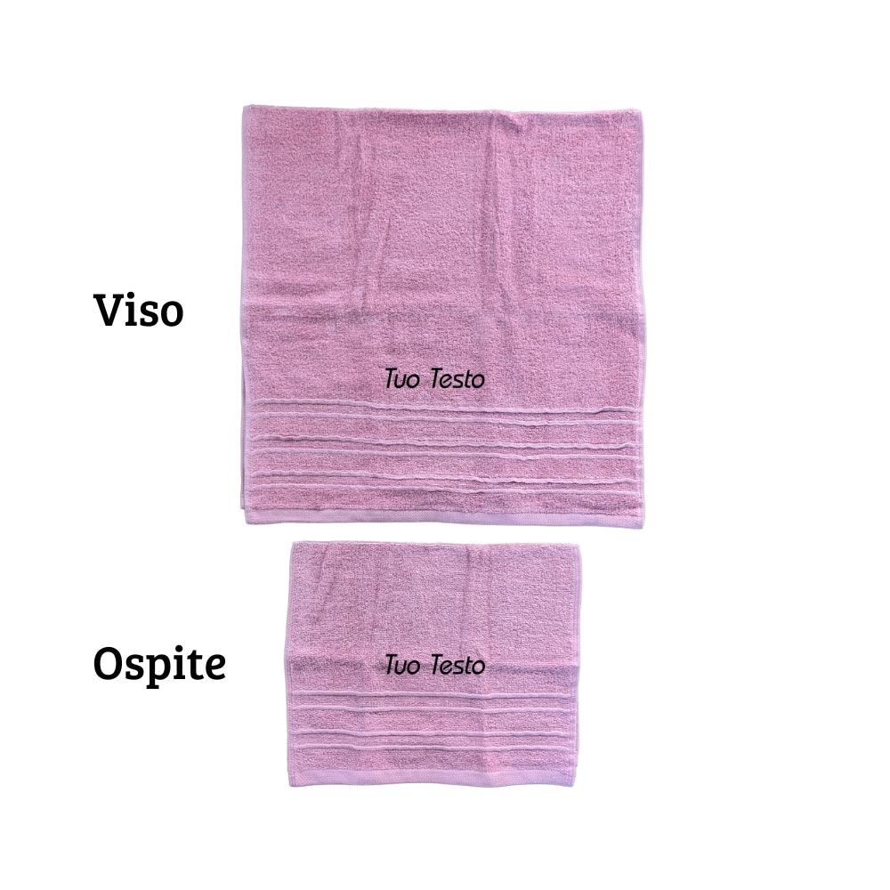 Set Asciugamani Personalizzati – Coppia Viso e Ospite Ricamata