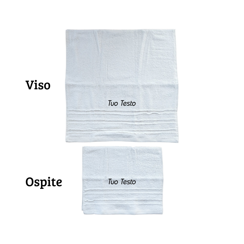 Set Asciugamani Personalizzati – Coppia Viso e Ospite Ricamata