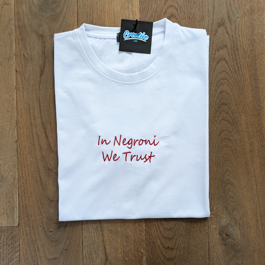 T-shirt Uomo Ricamata "In Negroni We Trust"