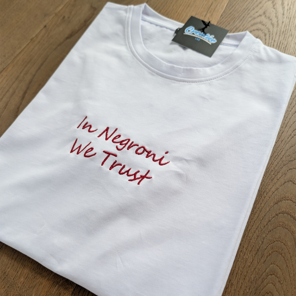 T-shirt Uomo Ricamata "In Negroni We Trust"