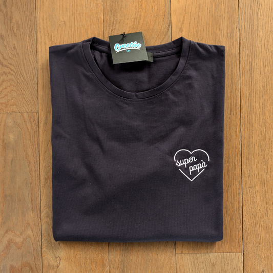 T-shirt Uomo "Super Papà" - Ricamo lato cuore