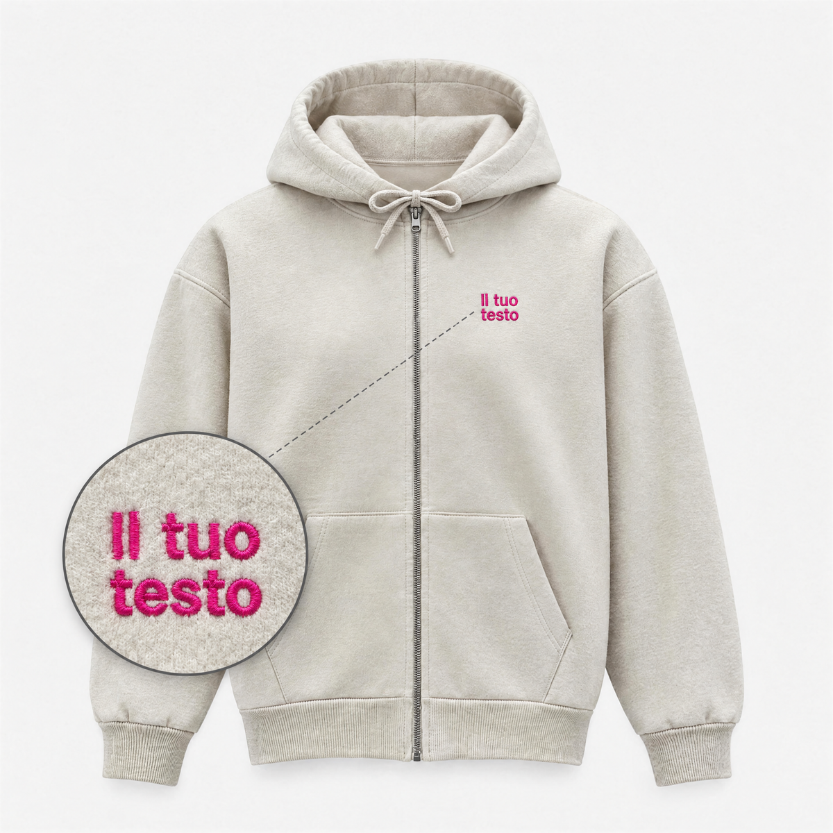 Women's Personalized Zip-Up Hoodie – Heart-Side Embroidery