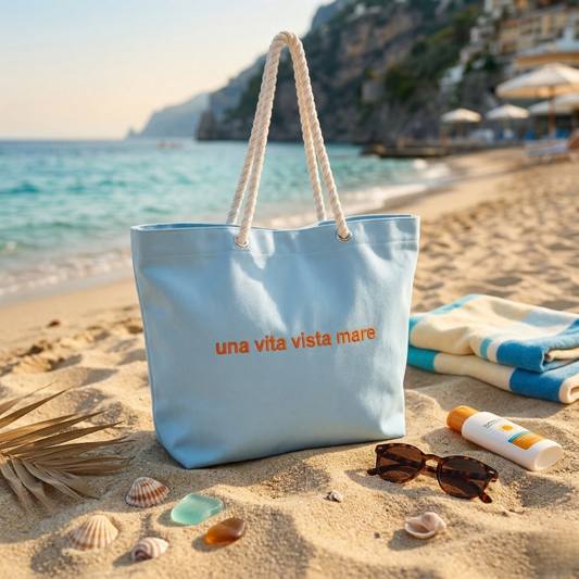 Borsa Ricamata "una vita vista mare"