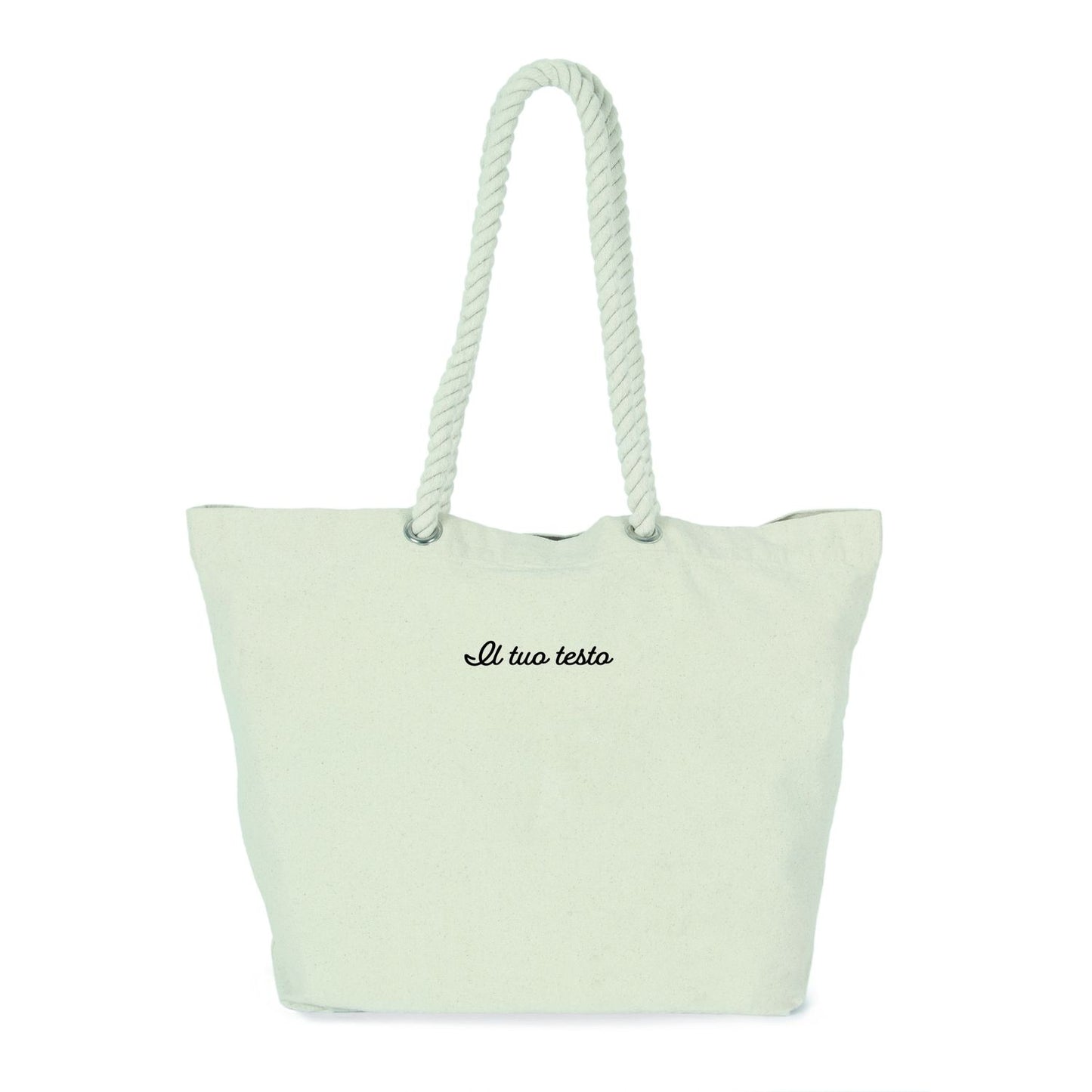 Borsa Shopper in Cotone con manici in corda - Personalizzabile con ricamo