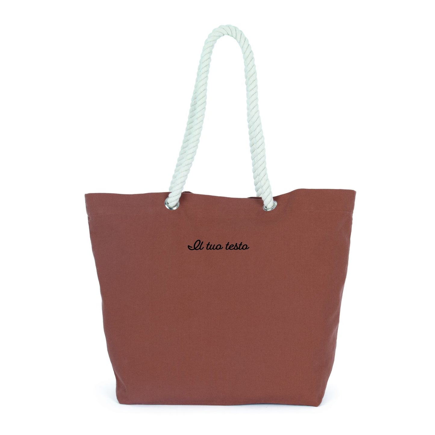 Borsa Shopper in Cotone con manici in corda - Personalizzabile con ricamo