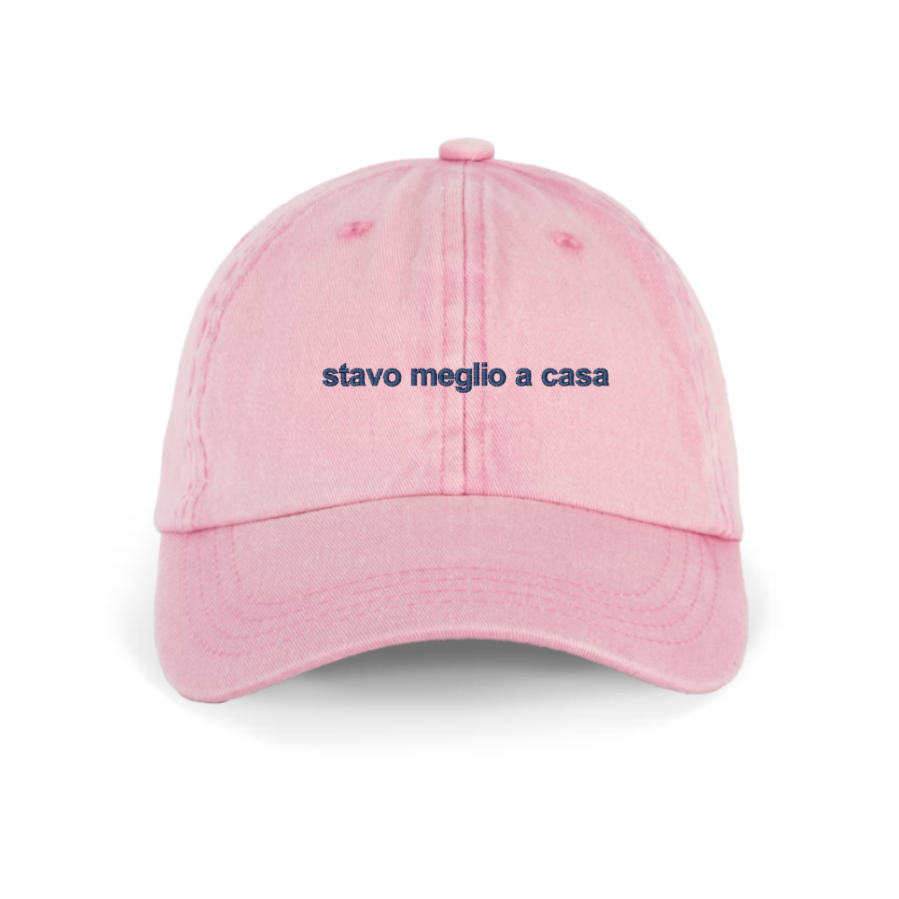 Cappellino Vintage " STAVO MEGLIO A CASA " Ricamato