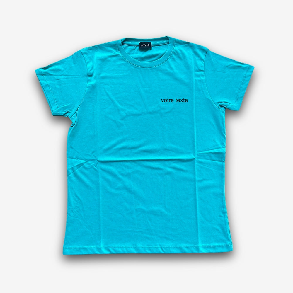 T-shirt femme personnalisée avec broderie centrée ou côté cœur
