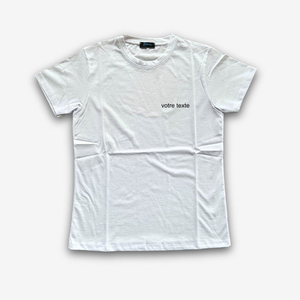 T-shirt femme personnalisée avec broderie centrée ou côté cœur