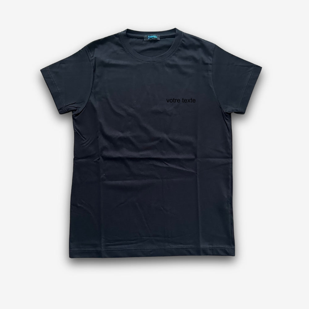 T-shirt femme personnalisée avec broderie centrée ou côté cœur