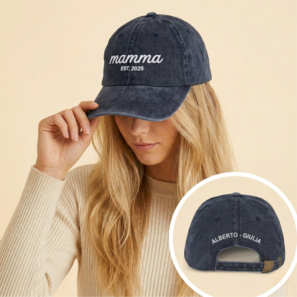 Cappellino personalizzato — MAMMA EST. con nomi ricamati
