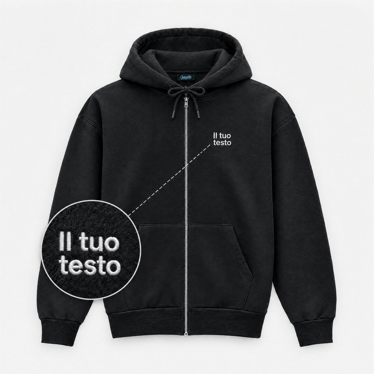 Men's Personalized Zip-Up Hoodie – Heart-Side Embroidery