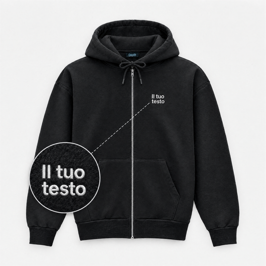 Felpa Uomo con Zip e Cappuccio Personalizzata – Ricamo lato cuore