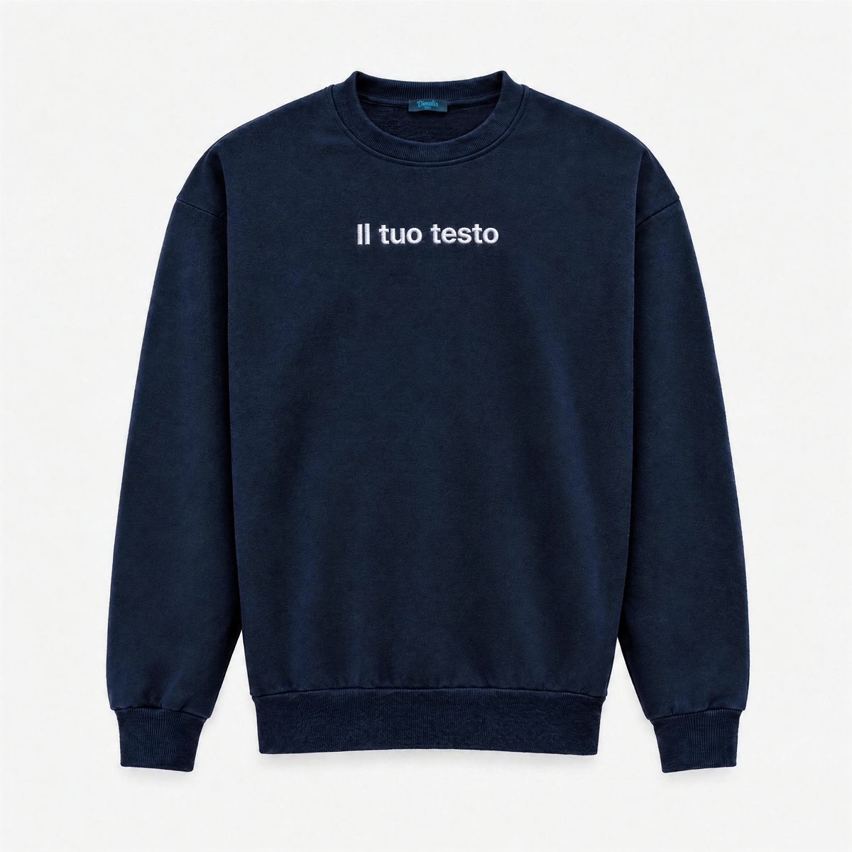 Men's Crewneck Sweatshirt with Personalized Embroidery on the Center or Side of the Heart