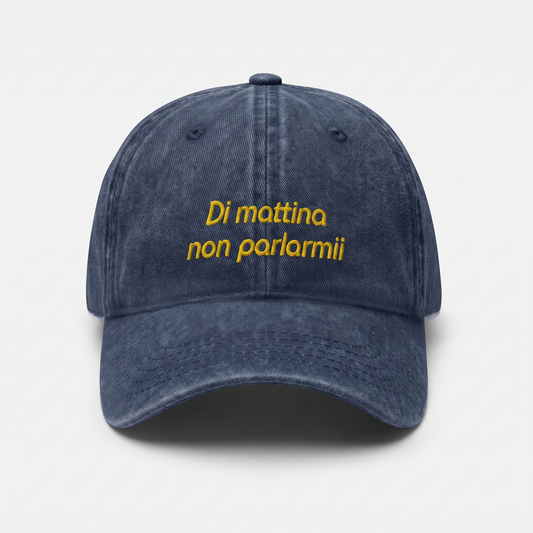Cappellino Vintage " di mattina non parlarmi " Ricamato