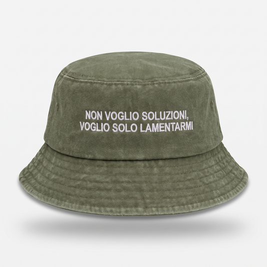 Cappello Pescatore Vintage" non voglio soluzioni voglio solo lamentarmi" Ricamato