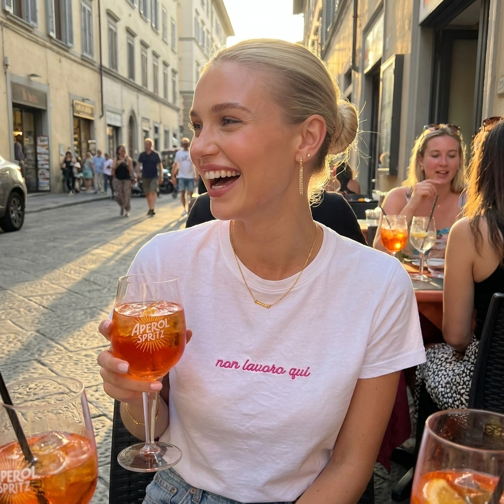T-shirt ricamata non lavoro qui