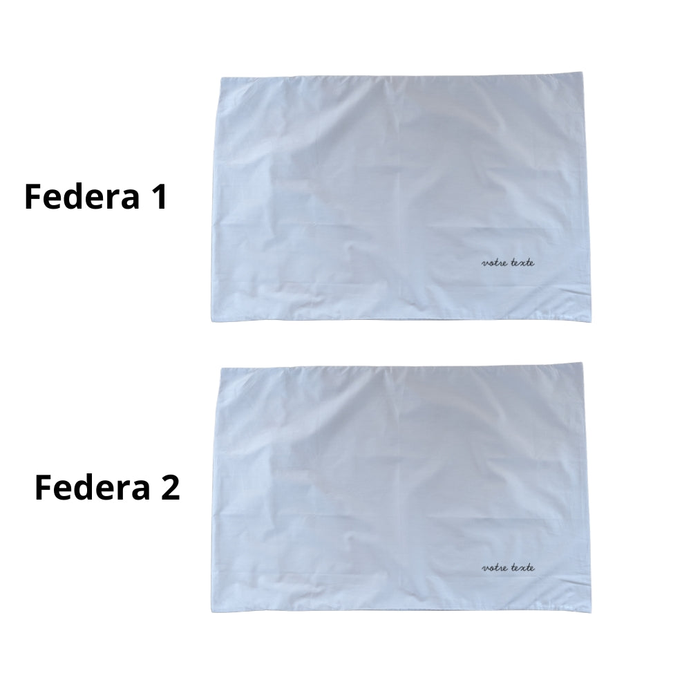 Lot de deux taies d’oreiller brodées premium (coton percale)