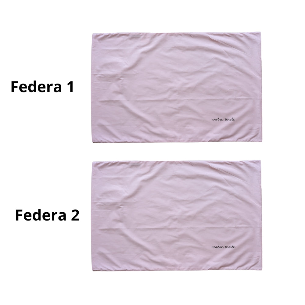 Lot de deux taies d’oreiller brodées premium (coton percale)