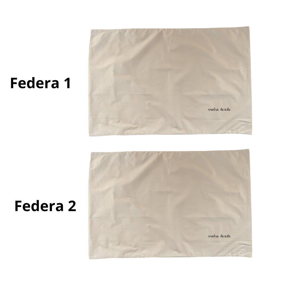 Lot de deux taies d’oreiller brodées premium (coton percale)