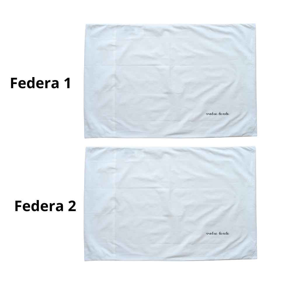 Lot de deux taies d’oreiller brodées premium (coton percale)