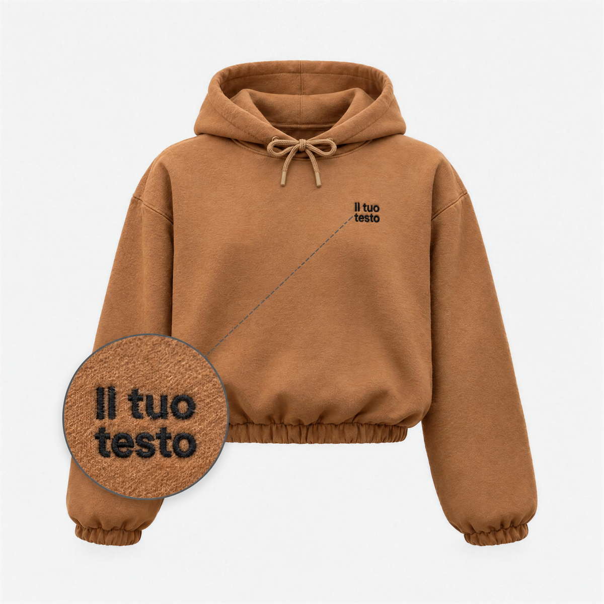 Felpa Donna CROP con Cappuccio Personalizzata – Ricamo Centrale o Lato Cuore