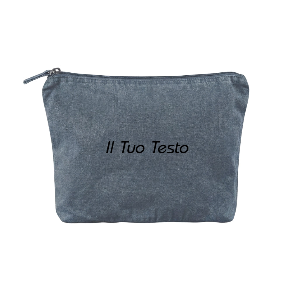 Pochette stone washed personalizzata con Ricamo